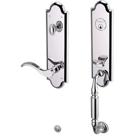 Baldwin Estate Manchester Single Cylinder Handleset With Interior 5455V Wave Lever in Polished Chrome finish