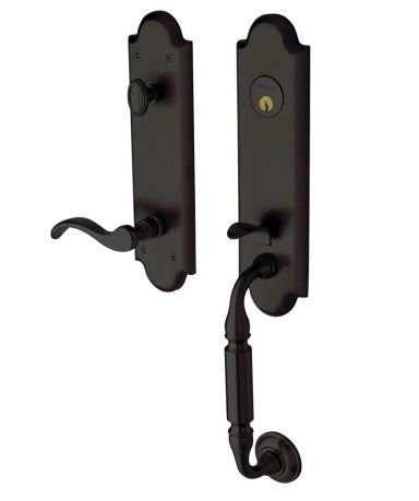Baldwin Estate Manchester Single Cylinder Handleset With Interior Right Handed 5455V Wave Lever in Oil Rubbed Bronze finish