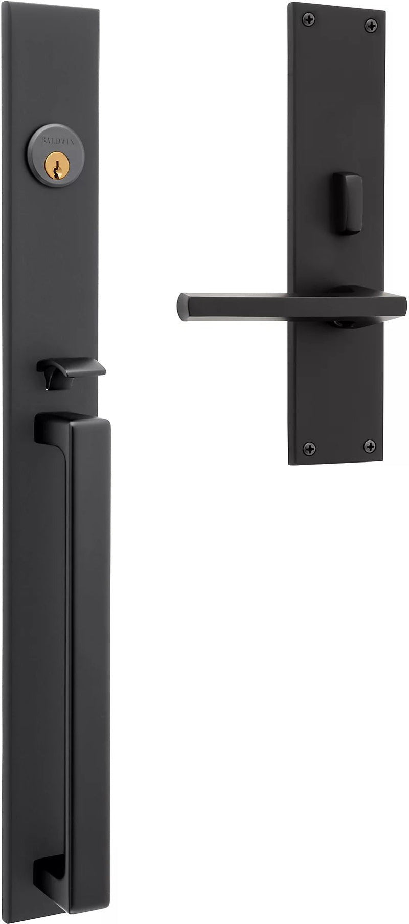 Baldwin Estate Minneapolis 20" Entrance Handleset Trim with Interior 5162 Lever in Satin Black finish