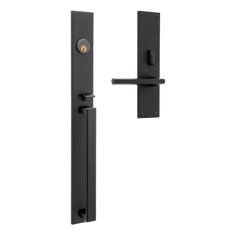 Baldwin Estate Minneapolis 20" Entrance Handleset Trim with Right Handed Interior 5162 Lever in Satin Black finish