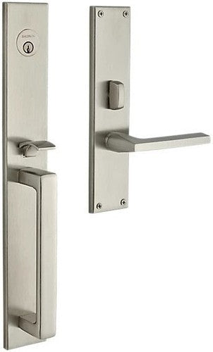 Baldwin Estate Minneapolis Mortise Handleset Entrance Trim with Interior 5162 Lever in Lifetime Satin Nickel finish