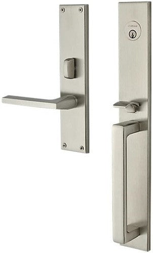 Baldwin Estate Minneapolis Mortise Handleset Entrance Trim with Interior 5162 Lever in Lifetime Satin Nickel finish