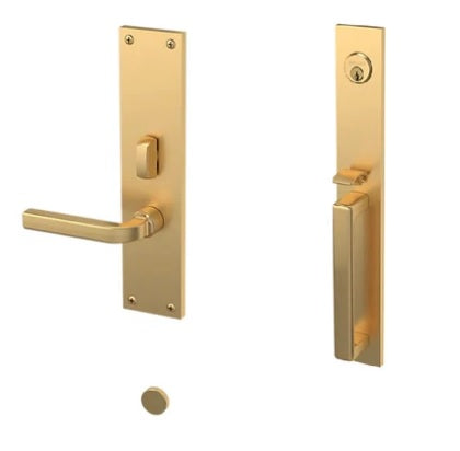 Baldwin Estate Minneapolis Mortise Handleset Entrance Trim with Right Handed Interior 5162 Lever in Lifetime Satin Brass finish