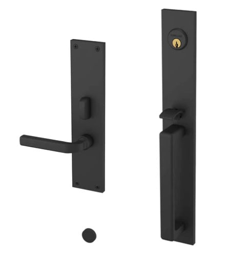 Baldwin Estate Minneapolis Mortise Handleset Entrance Trim with Right Handed Interior 5162 Lever in Satin Black finish