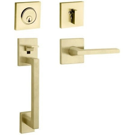 Baldwin Estate Minneapolis Sectional Single Cylinder Handleset with Interior 5162 Lever in Lifetime Satin Brass finish