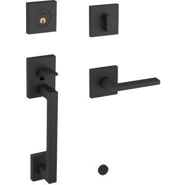 Baldwin Estate Minneapolis Sectional Single Cylinder Handleset with Interior 5162 Lever in Satin Black finish