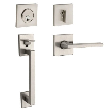 Baldwin Estate Minneapolis Sectional Single Cylinder Handleset with Interior Left Handed 5162 Lever in Lifetime Satin Nickel finish
