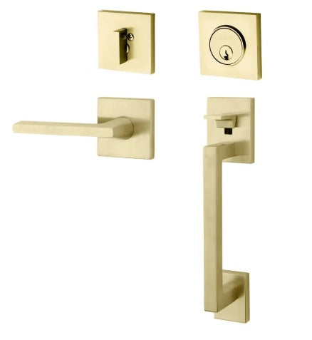Baldwin Estate Minneapolis Sectional Single Cylinder Handleset with Interior Right Handed 5162 Lever in Lifetime Satin Brass finish