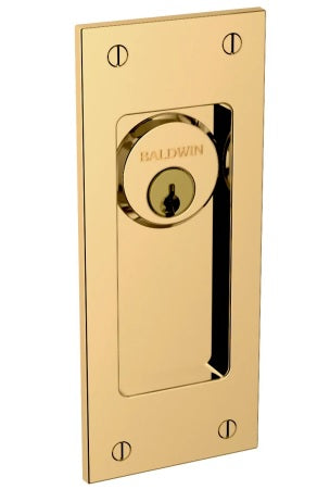 Baldwin Estate Santa Monica Keyed Entry Small Pocket Door Set in Unlacquered Brass finish