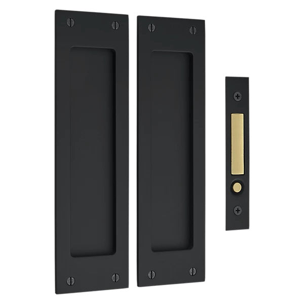 Baldwin Estate Santa Monica Passage Large Pocket Door Set in Satin Black finish