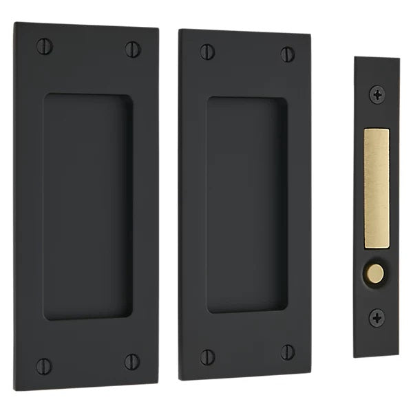 Baldwin Estate Santa Monica Passage Small Pocket Door Set in Satin Black finish