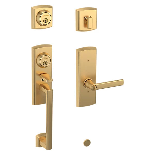 Baldwin Estate Soho 2-Point Lock Single Cylinder Handleset With Interior Left Handed Soho Lever in Lifetime Satin Brass finish