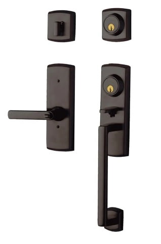 Baldwin Estate Soho 2-Point Lock Single Cylinder Handleset With Interior Right Handed Soho Lever in Venetian Bronze finish