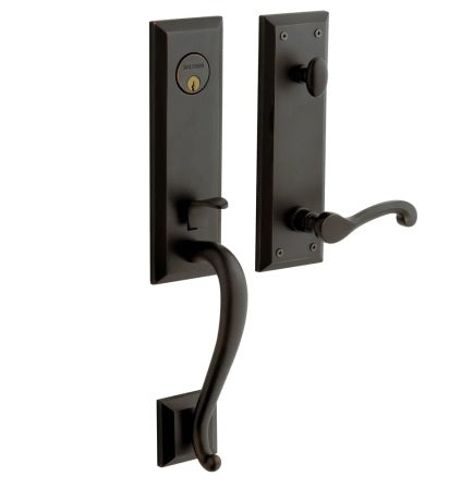 Baldwin Estate Stonegate Single Cylinder Handleset with Interior Left Handed 5445V Classic Lever in Oil Rubbed Bronze finish
