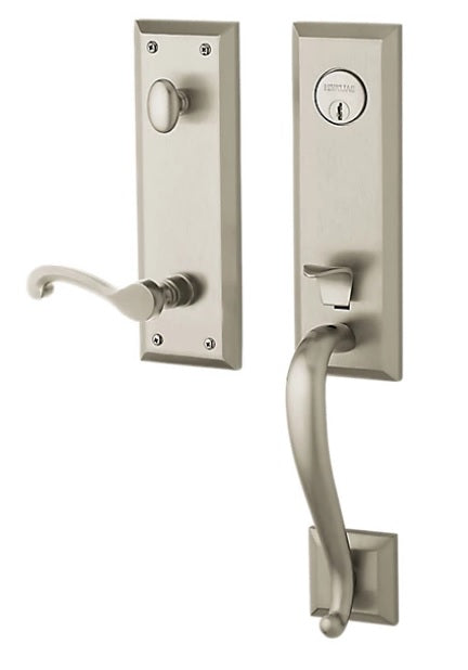 Baldwin Estate Stonegate Single Cylinder Handleset with Interior Right Handed 5445V Classic Lever in Lifetime Satin Nickel finish