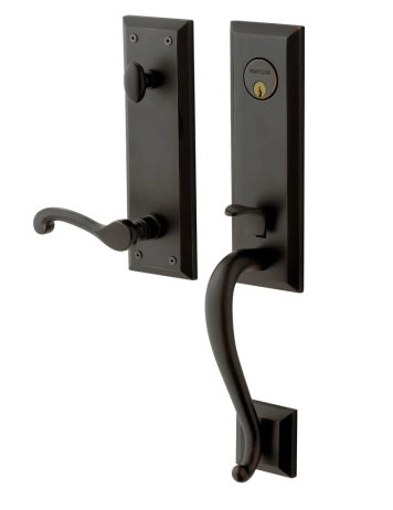Baldwin Estate Stonegate Single Cylinder Handleset with Interior Right Handed 5445V Classic Lever in Oil Rubbed Bronze finish