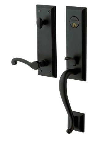 Baldwin Estate Stonegate Single Cylinder Handleset with Interior Right Handed 5445V Classic Lever in Satin Black finish