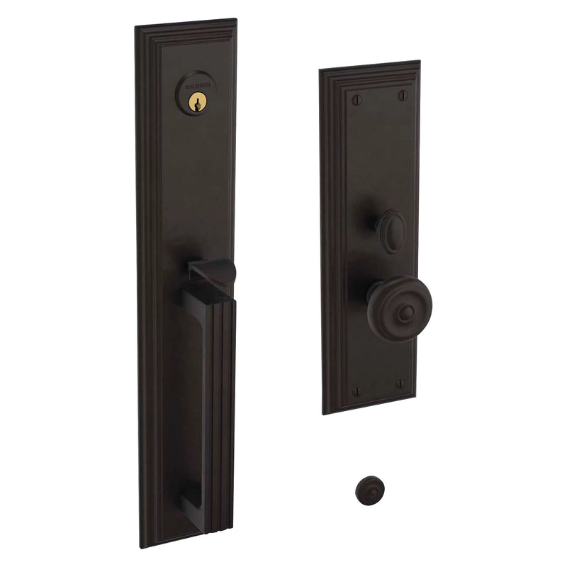 Baldwin Estate Tremont Mortise Handleset Entrance Trim with Interior 5020 Knob in Oil Rubbed Bronze finish