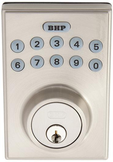 Better Home Products Electronic Deadbolt with Square Plate in Satin Nickel finish