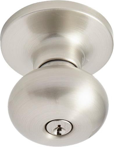 Better Home Products Noe Valley Mushroom Entry Knob in Satin Nickel finish