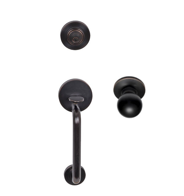 Better Home Products Skyline Handleset with Ball Knob Interior in Dark Bronze finish