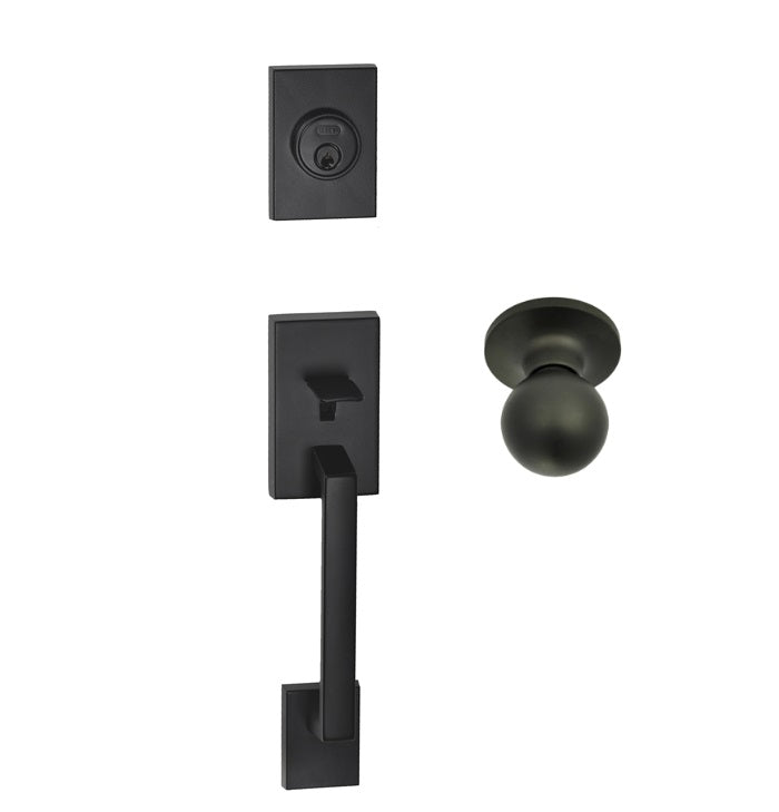 Better Home Products Tiburon Handleset with Ball Knob Interior in Black finish