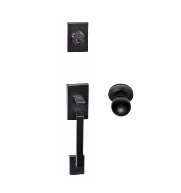 Better Home Products Tiburon Handleset with Ball Knob Interior in Dark Bronze finish