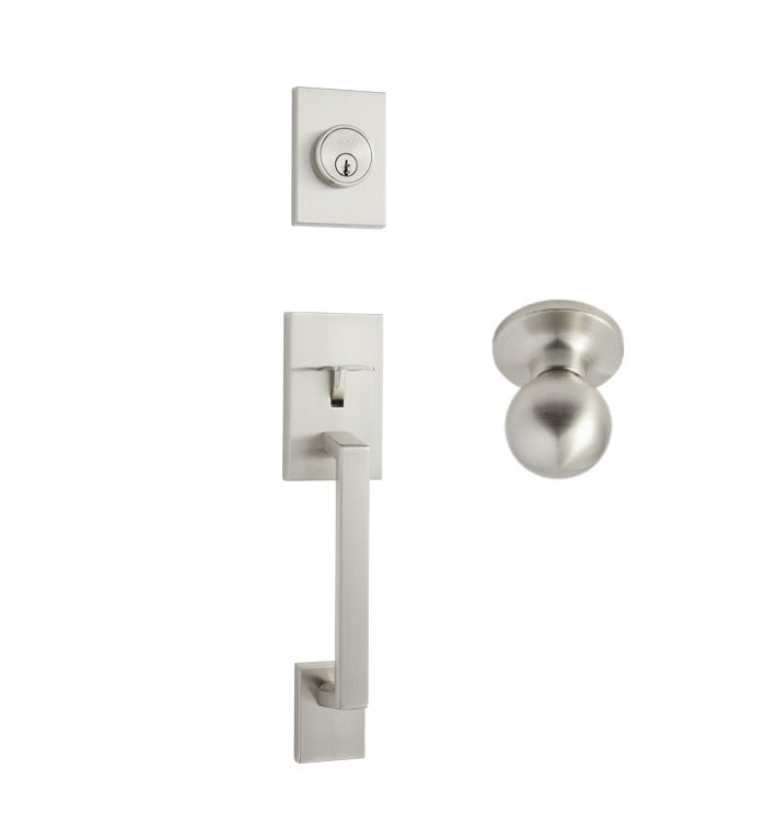 Better Home Products Tiburon Handleset with Ball Knob Interior in Satin Nickel finish