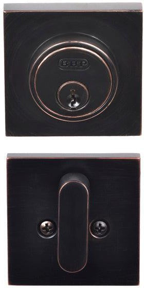 Better Home Products UL Low Profile Square Single Cylinder Deadbolt in Dark Bronze finish