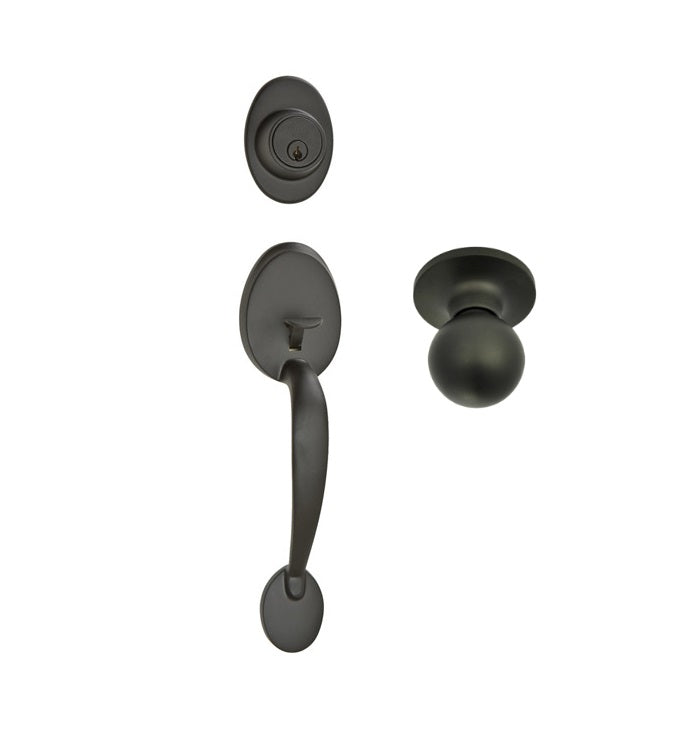 Better Home Products Van Ness Handleset with Ball Knob Interior in Black finish