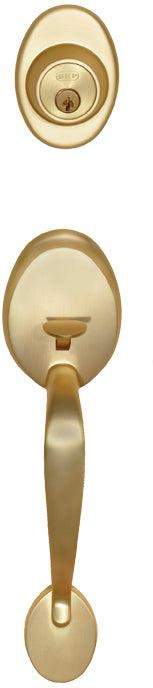 Better Home Products Van Ness Handleset with Ball Knob Interior in Satin Brass finish