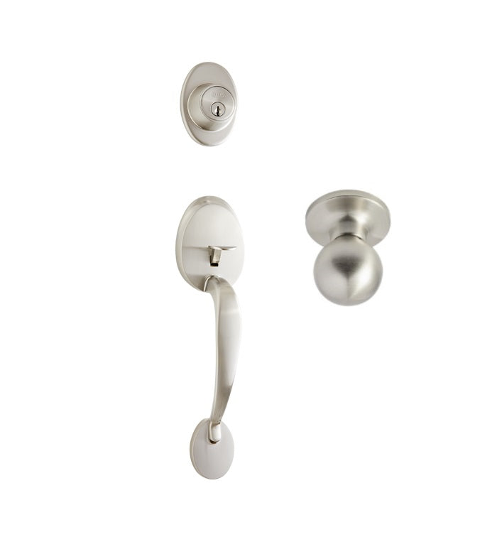 Better Home Products Van Ness Handleset with Ball Knob Interior in Satin Nickel finish