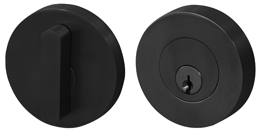 Linnea DB63R Modern Keyed Entry Single Cylinder Deadbolt with Thumbturn and Round Rose