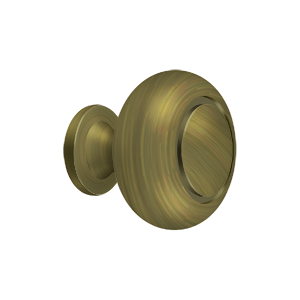 Deltana 1 1/4" Round Knob with Groove in Antique Brass finish