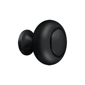 Deltana 1 1/4" Round Knob with Groove in Flat Black finish