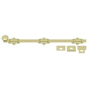 Deltana 18" Heavy Duty Surface Bolt in Unlacquered Brass finish