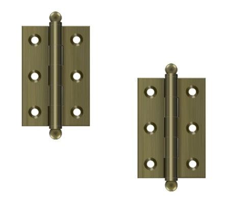 Deltana 2 1/2" x 1 11/16" Hinge with Ball Tips (Pair) in Antique Brass finish