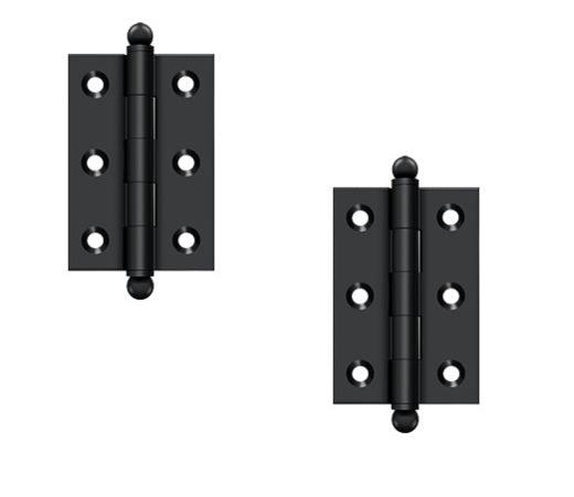 Deltana 2 1/2" x 1 11/16" Hinge with Ball Tips (Pair) in Flat Black finish