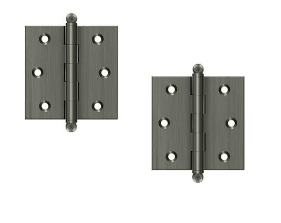 Deltana 2 1/2" x 2 1/2" Hinge with Ball Tips (Pair) in Pewter finish