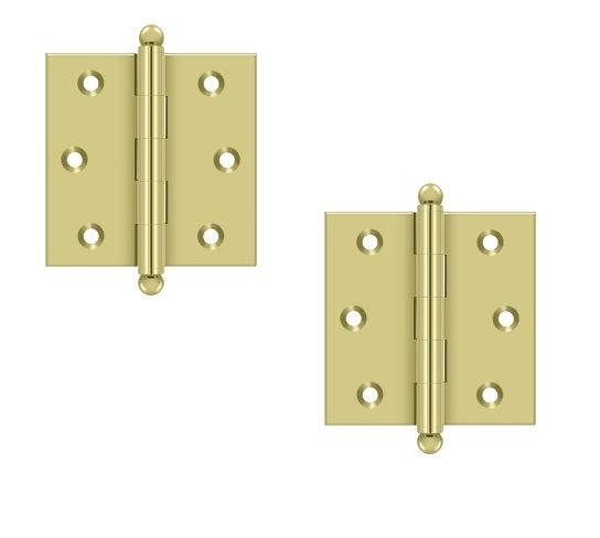 Deltana 2 1/2" x 2 1/2" Hinge with Ball Tips (Pair) in Polished Brass finish