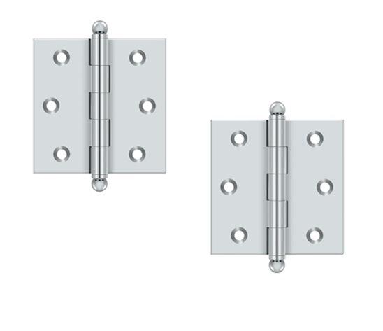 Deltana 2 1/2" x 2 1/2" Hinge with Ball Tips (Pair) in Polished Chrome finish