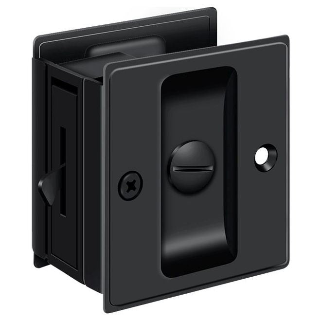Deltana 2-1/2" x 2-3/4" Pocket Door Privacy Lock in Paint Black finish
