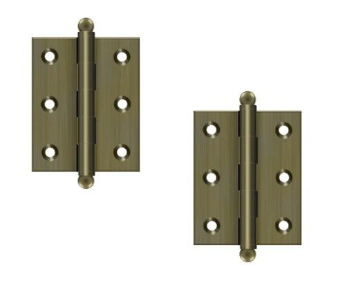 Deltana 2 1/2" x 2" Hinge with Ball Tips (Pair) in Antique Brass finish