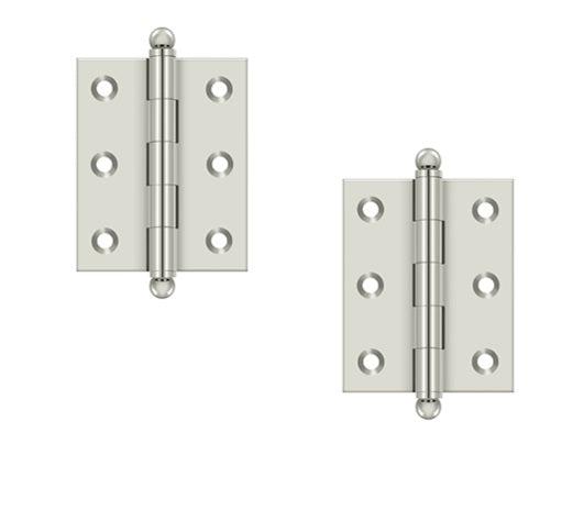 Deltana 2 1/2" x 2" Hinge with Ball Tips (Pair) in Lifetime Polished Nickel finish
