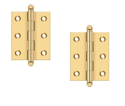 Deltana 2 1/2" x 2" Hinge with Ball Tips (Pair) in PVD Polished Brass finish