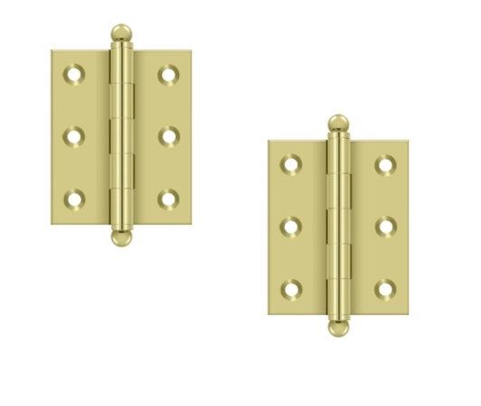 Deltana 2 1/2" x 2" Hinge with Ball Tips (Pair) in Unlacquered Brass finish