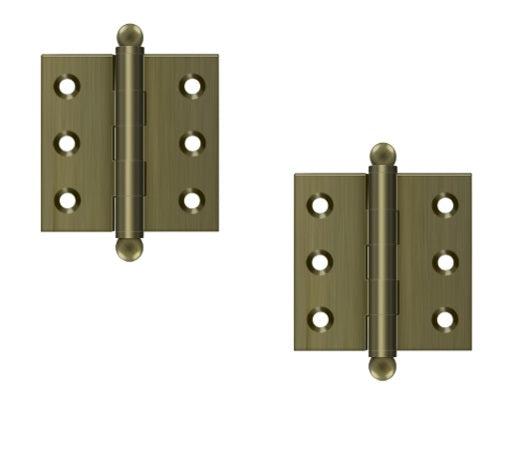 Deltana 2" x 2" Hinge with Ball Tips (Pair) in Antique Brass finish