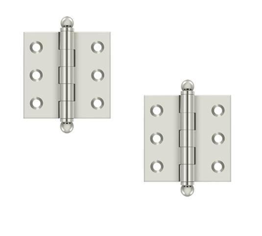 Deltana 2" x 2" Hinge with Ball Tips (Pair) in Lifetime Polished Nickel finish
