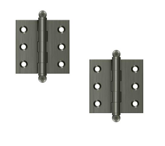 Deltana 2" x 2" Hinge with Ball Tips (Pair) in Pewter finish