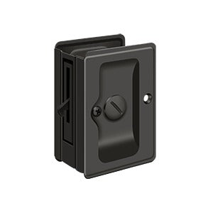 Deltana 3-1/4" x 2 1/4" Heavy Duty Pocket Door Privacy Lock; Adjustable in Oil Rubbed Bronze finish